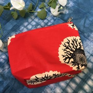 Makeup catch all zipper bag African wax print red